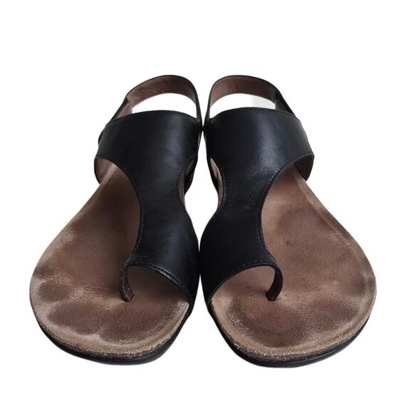 Black Leather Sandals Dansko Reece Size EU40 US 9.5-10 Toe Loop Sandal - Picture 3 of 14